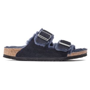 Birkenstock Navy Blue Fuzzy Sandals